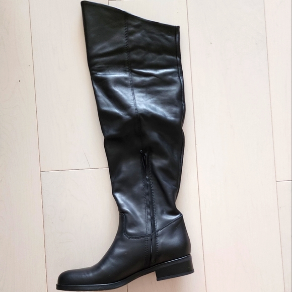 David Tyler leather over knee tall boots black like New - Picture 1 of 4